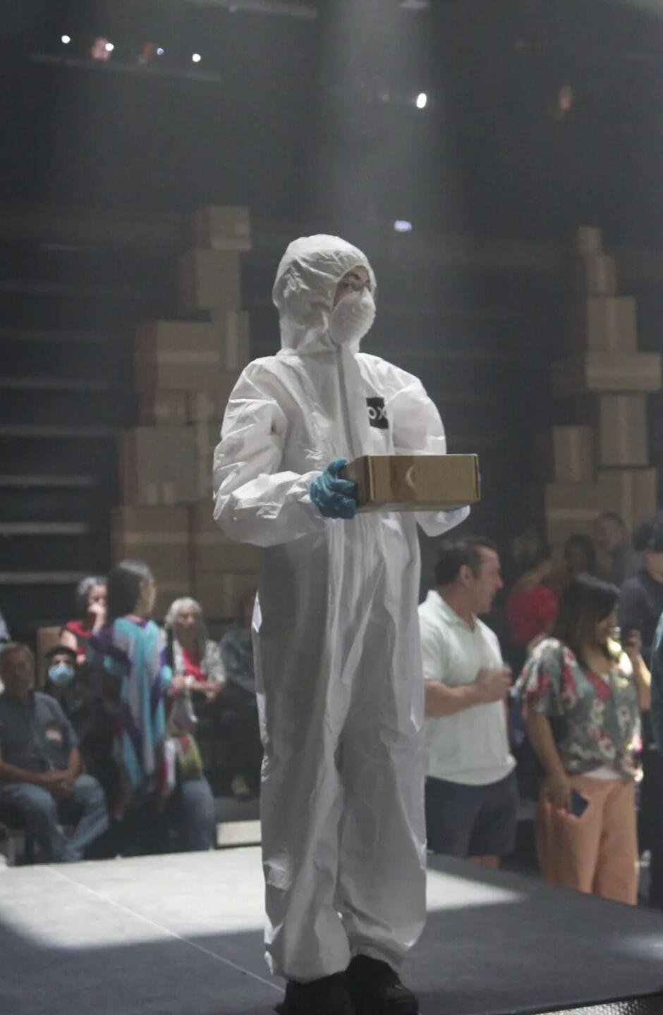 Micah performing as a Cog in Don't Open This